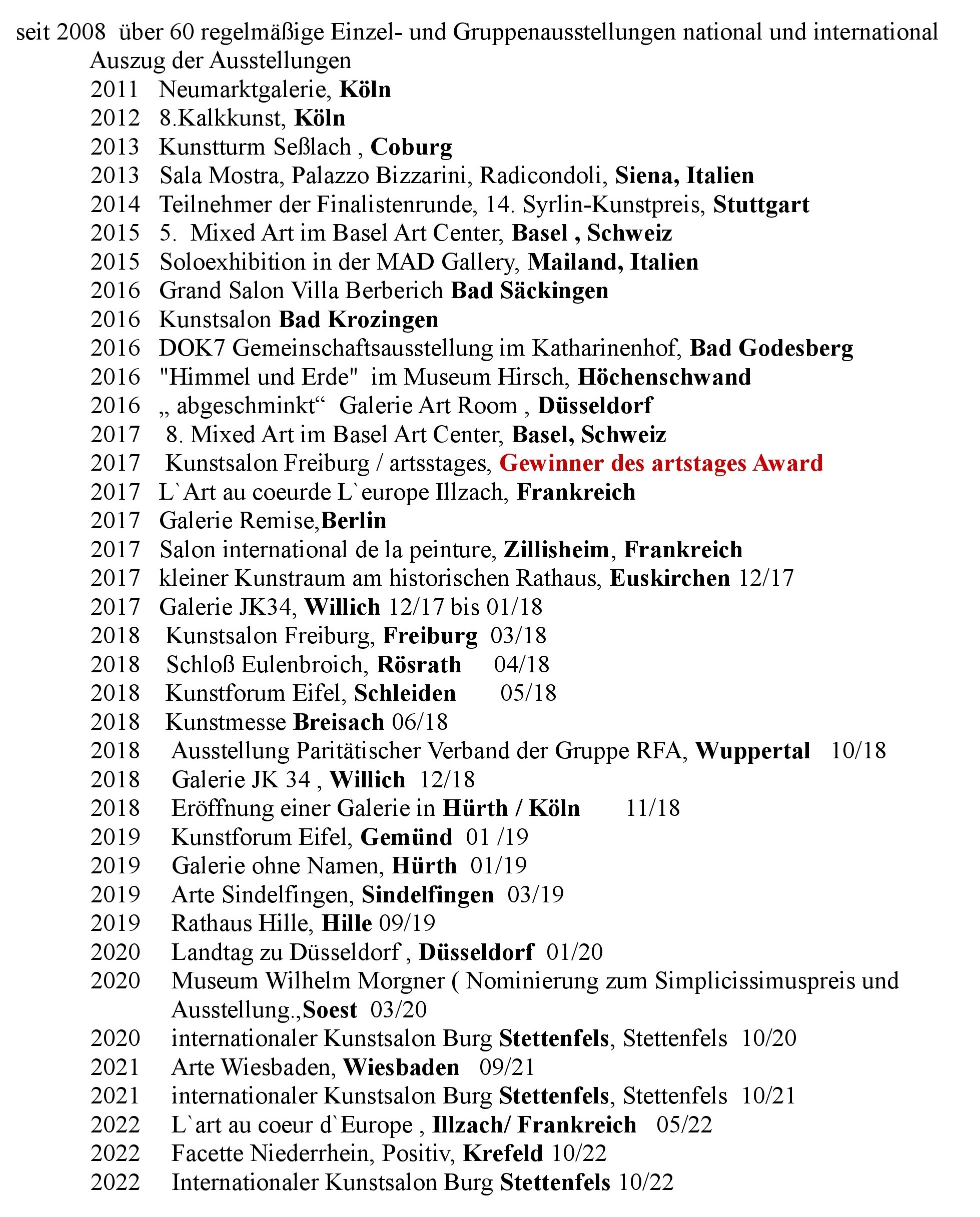 Ausstellungen bis 2022